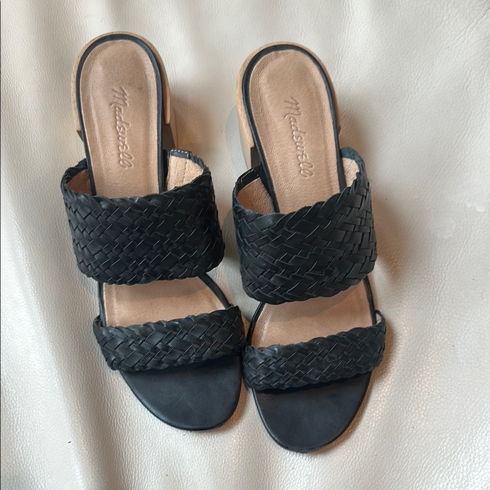 Madewell Black Woven Block Heel Sandals